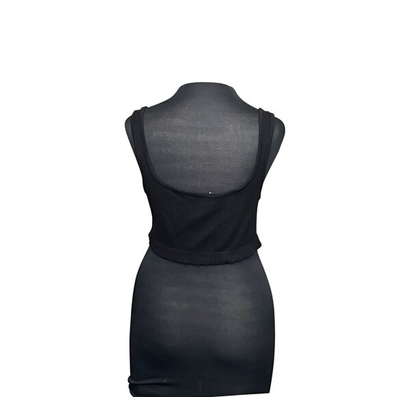 Ribbed Black Crop Tank Top XL Aeropostale Viscose/Nylon/Spandex Blend - Picture 2 of 7